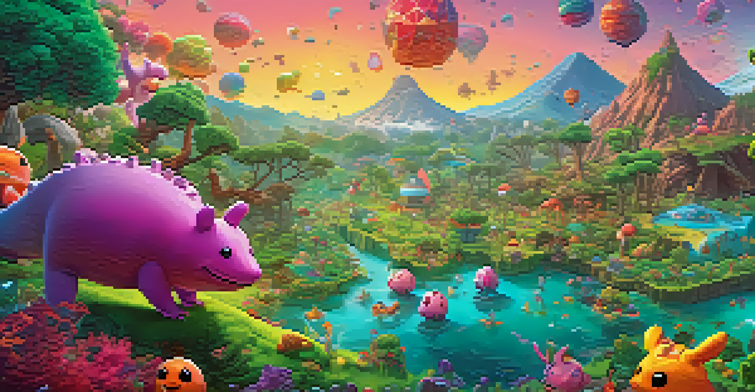 A colorful gaming landscape featuring unique digital creatures engaged in a friendly battle, with players strategizing in the background.