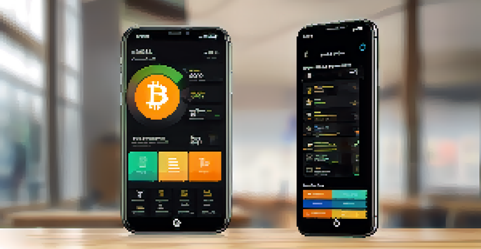A smartphone displaying a colorful and user-friendly Bitcoin wallet interface, highlighting clear information and intuitive design elements.