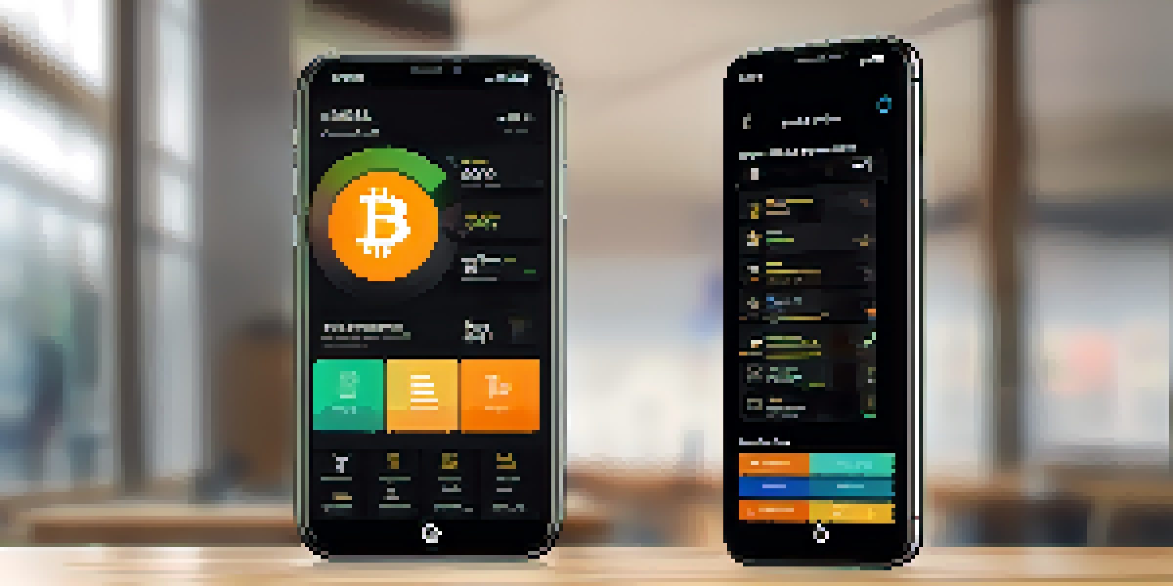 A smartphone displaying a colorful and user-friendly Bitcoin wallet interface, highlighting clear information and intuitive design elements.