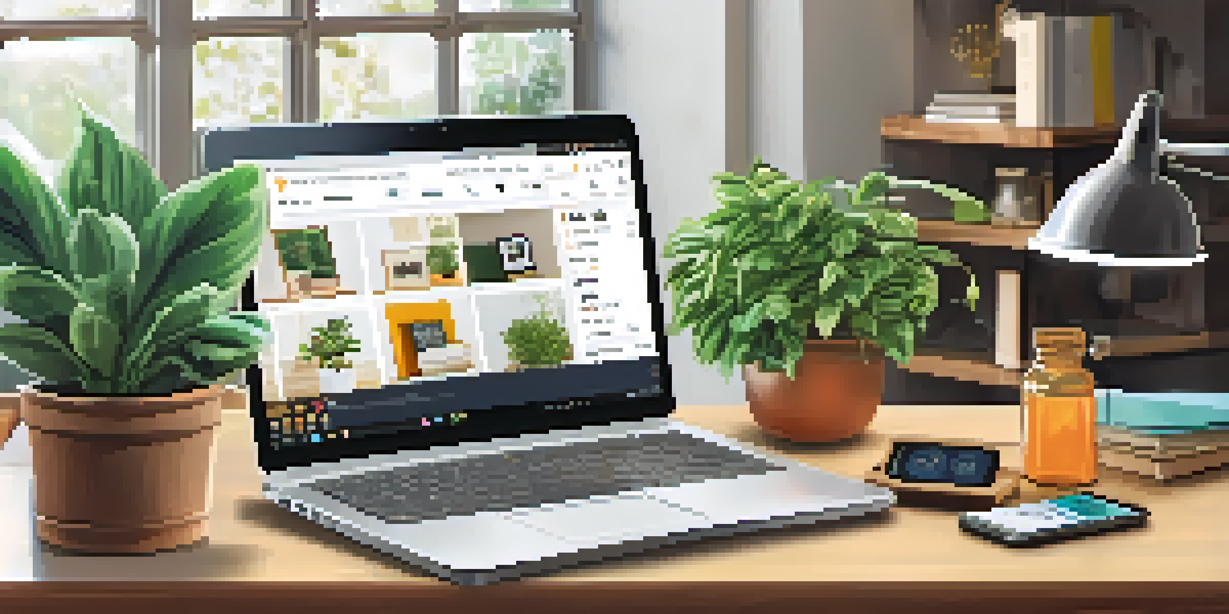 A modern home office with a laptop showing a Bitcoin payment interface, cryptocurrency books, and a smartphone with a Bitcoin wallet app, surrounded by plants.