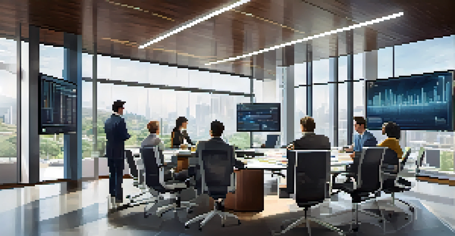 A diverse group of professionals collaborating in a modern office conference room.