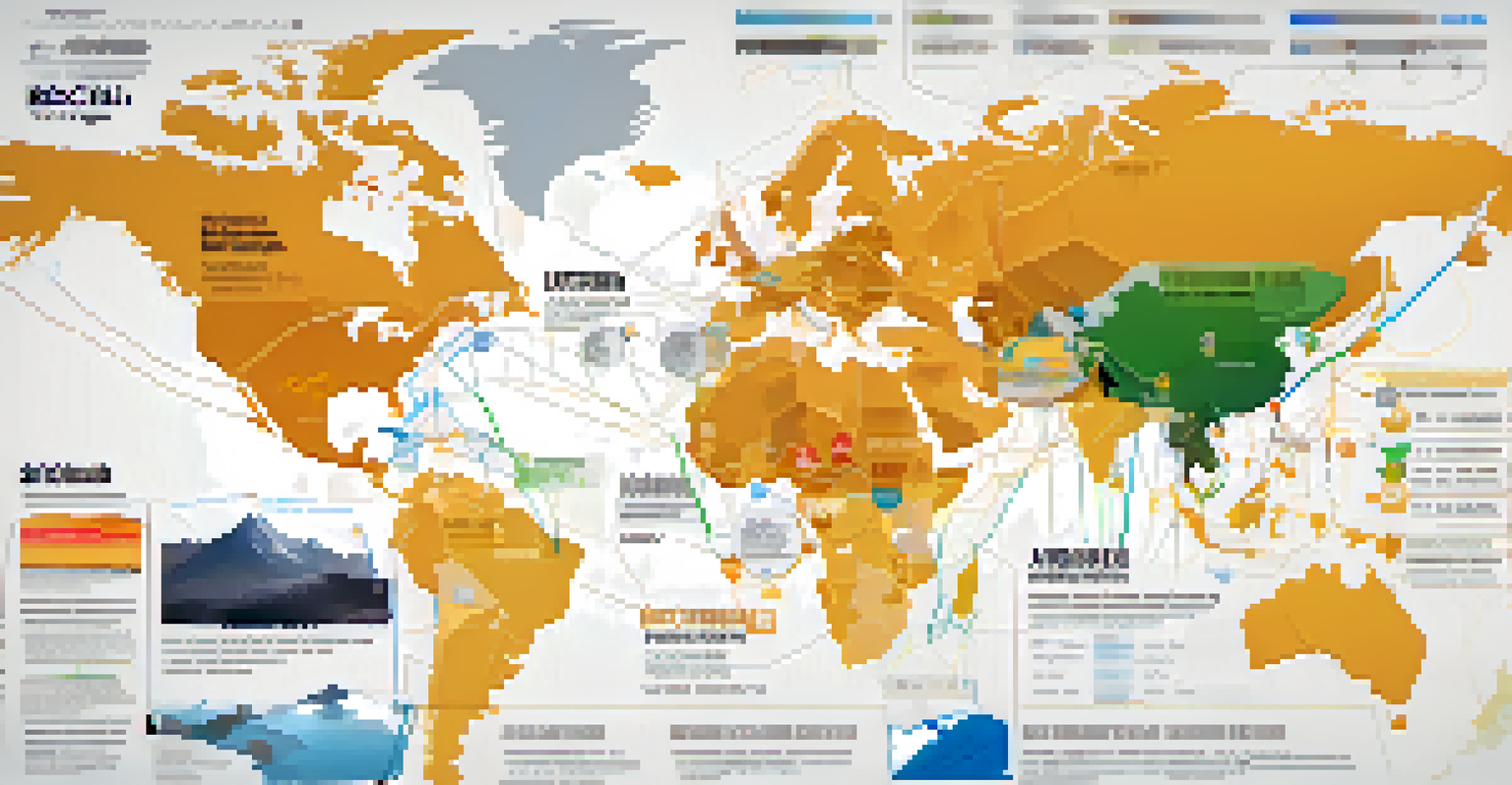 A world map displaying Bitcoin mining operations, with highlighted regions and icons representing mining advantages and data points.