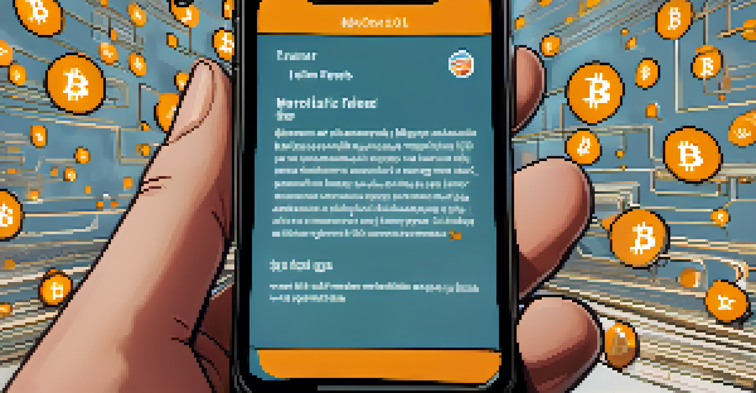 A close-up of a smartphone showing social media discussions about Bitcoin, with a thoughtful trader in the background.