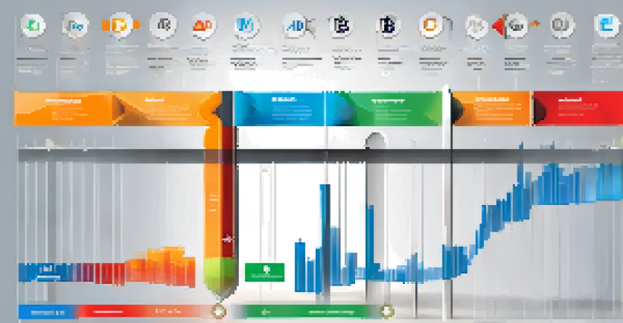 An infographic showing the four phases of Bitcoin market cycles with colorful representations and arrows indicating movements.