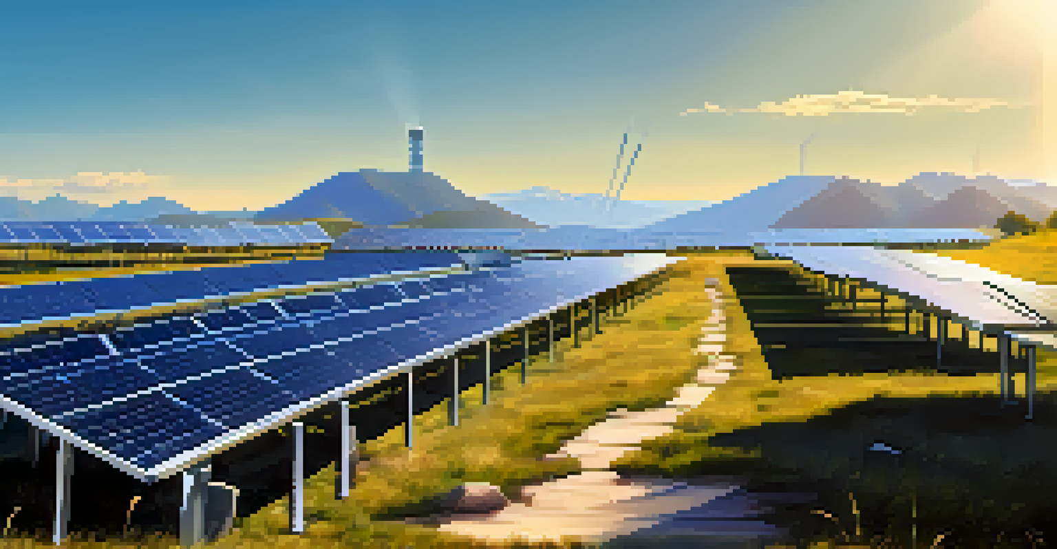 An outdoor solar-powered Bitcoin mining setup in a natural landscape.