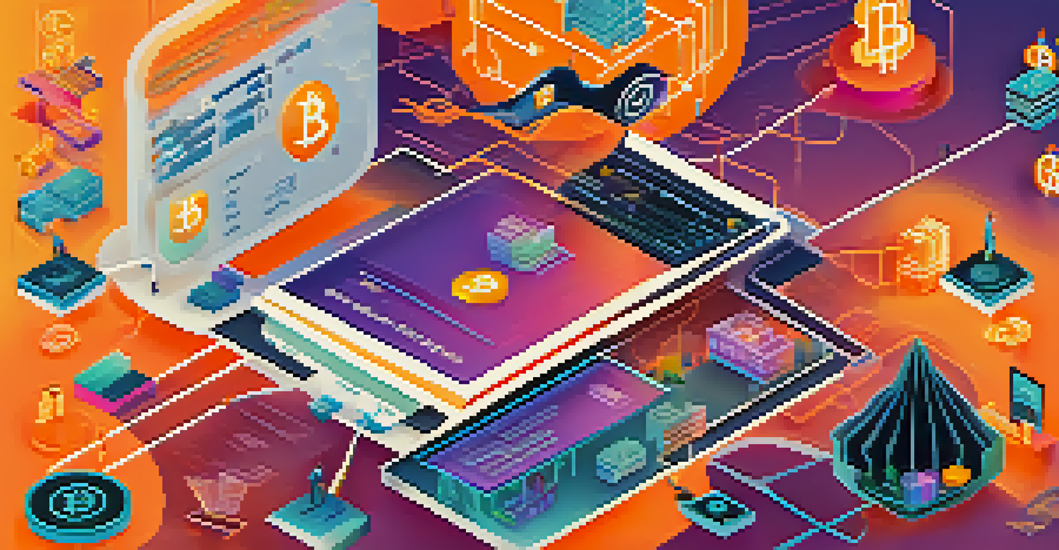 An infographic illustrating the connection between Bitcoin and decentralized finance, with icons and a bright background.