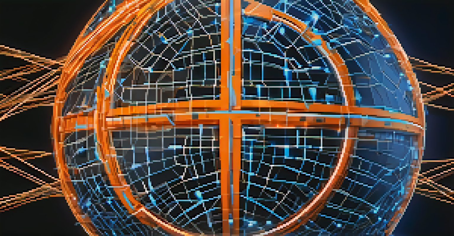 A glowing Bitcoin symbol over a digital globe with interconnected nodes.