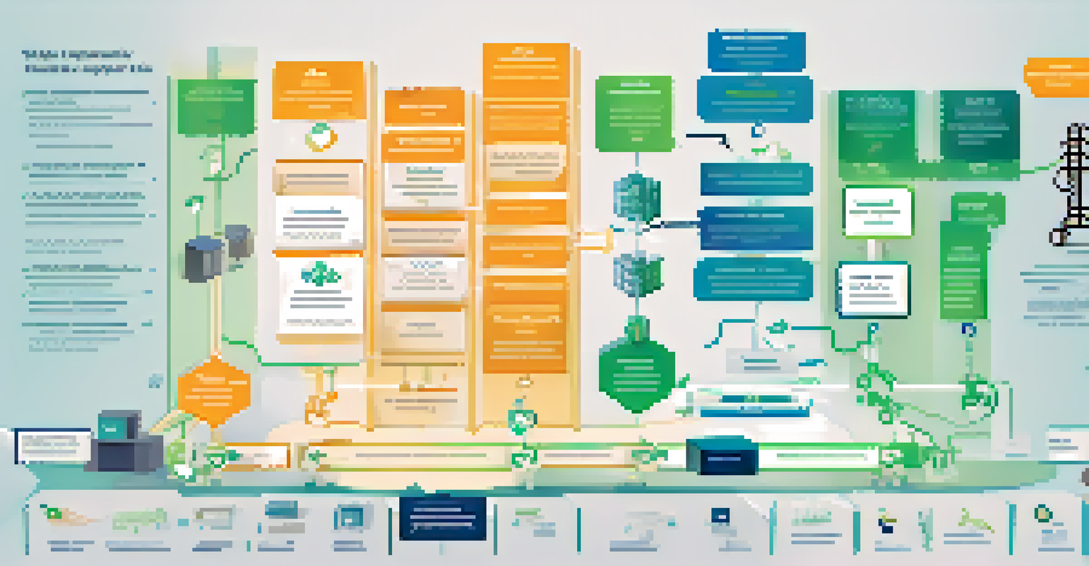 An infographic showing the steps of implementing blockchain in a supply chain, featuring icons and a modern design.