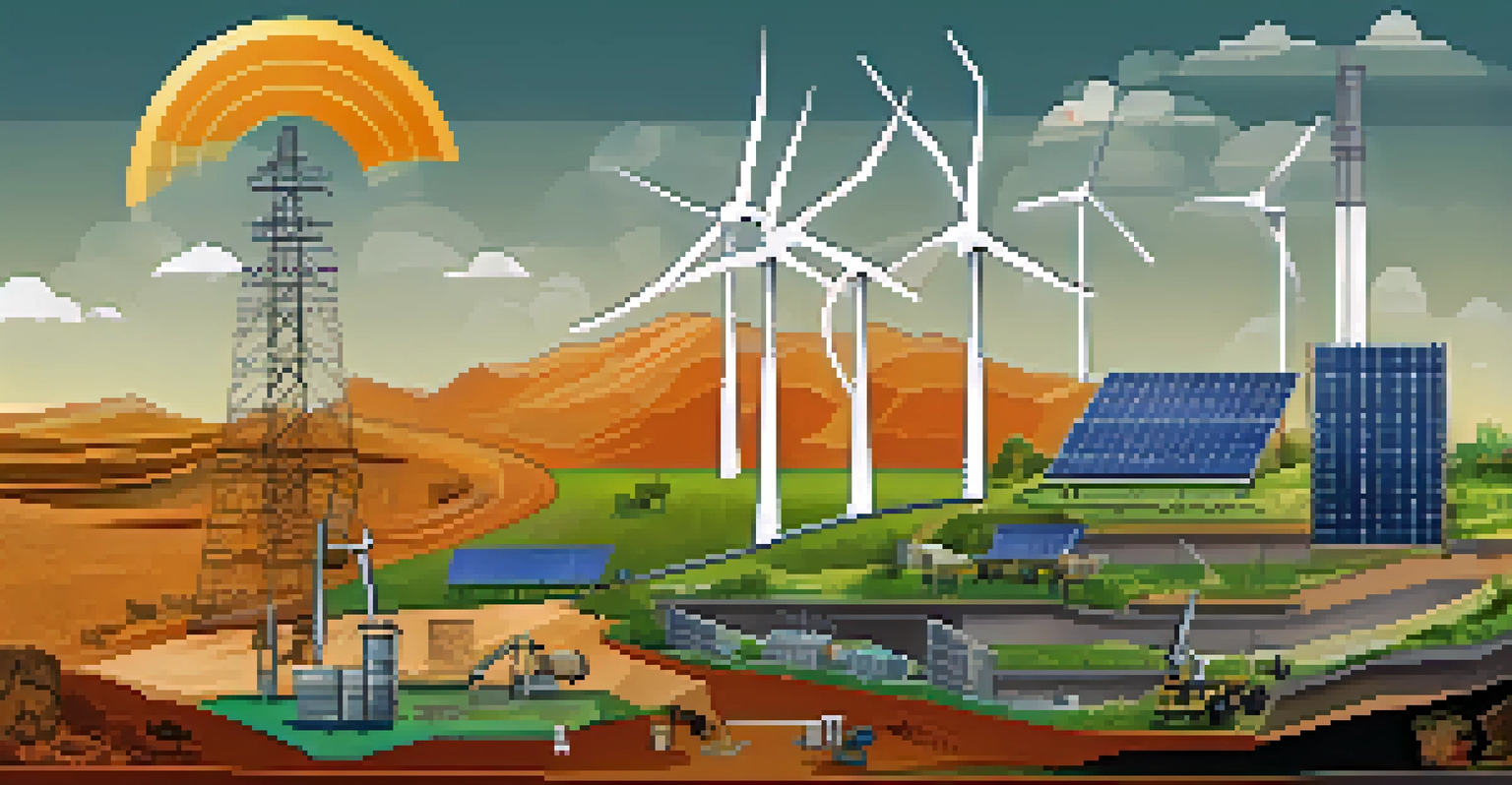 An infographic showing Bitcoin mining contrasted with renewable energy sources, illustrating the need for sustainability.
