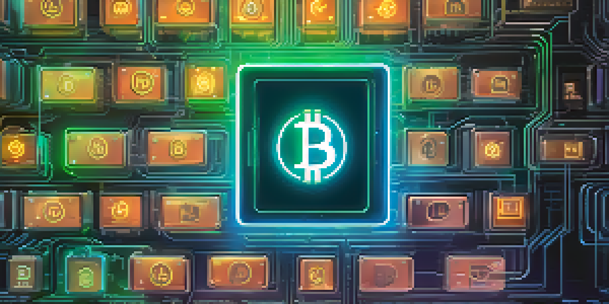 A modern digital wallet with identity credentials and Bitcoin symbols, illuminated in blue and green lighting.