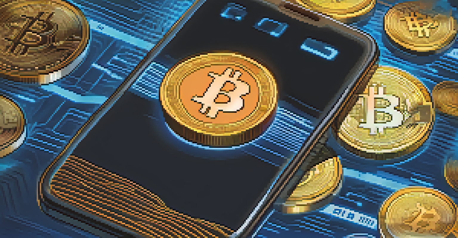 A smartphone displaying a digital hot wallet interface with floating Bitcoin symbols around it.