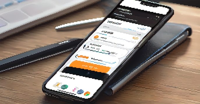 A smartphone displaying a Bitcoin wallet interface with cryptocurrency balances and transaction history, set on a desk with a laptop and coffee cup in a softly lit environment.