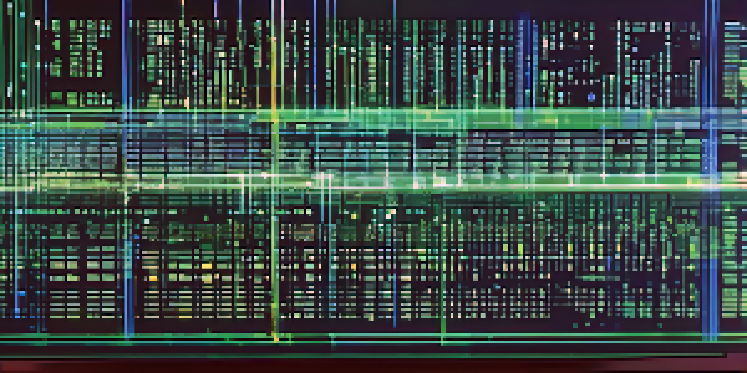 A computer screen displaying a digital ledger with blockchain transactions, highlighted by blue and green lighting.