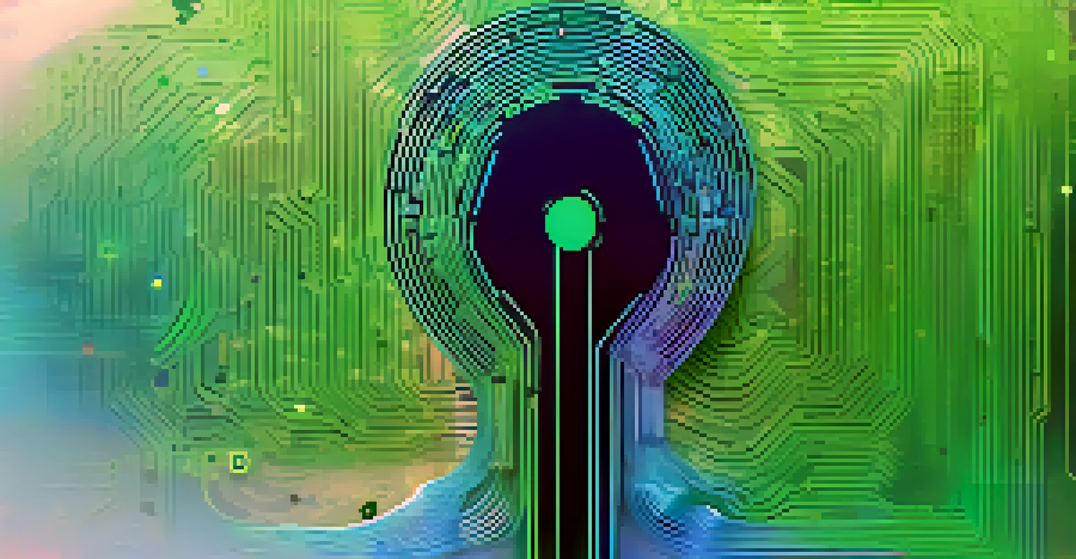 An artistic image of a digital fingerprint merging with a blockchain pattern, representing identity verification in cryptocurrency, set against a gradient background.