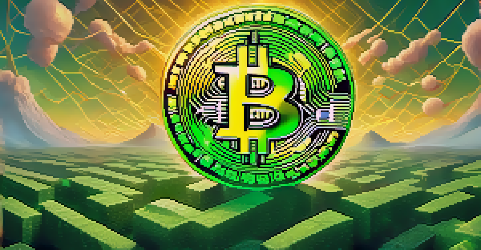 A glowing Bitcoin symbol in a digital landscape representing its role as a hedge against inflation.
