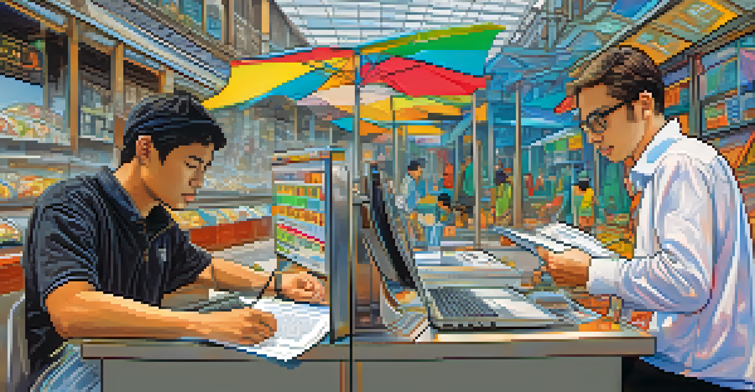 A split image contrasting a fast digital wallet interface with a person at a bank filling out a remittance form.