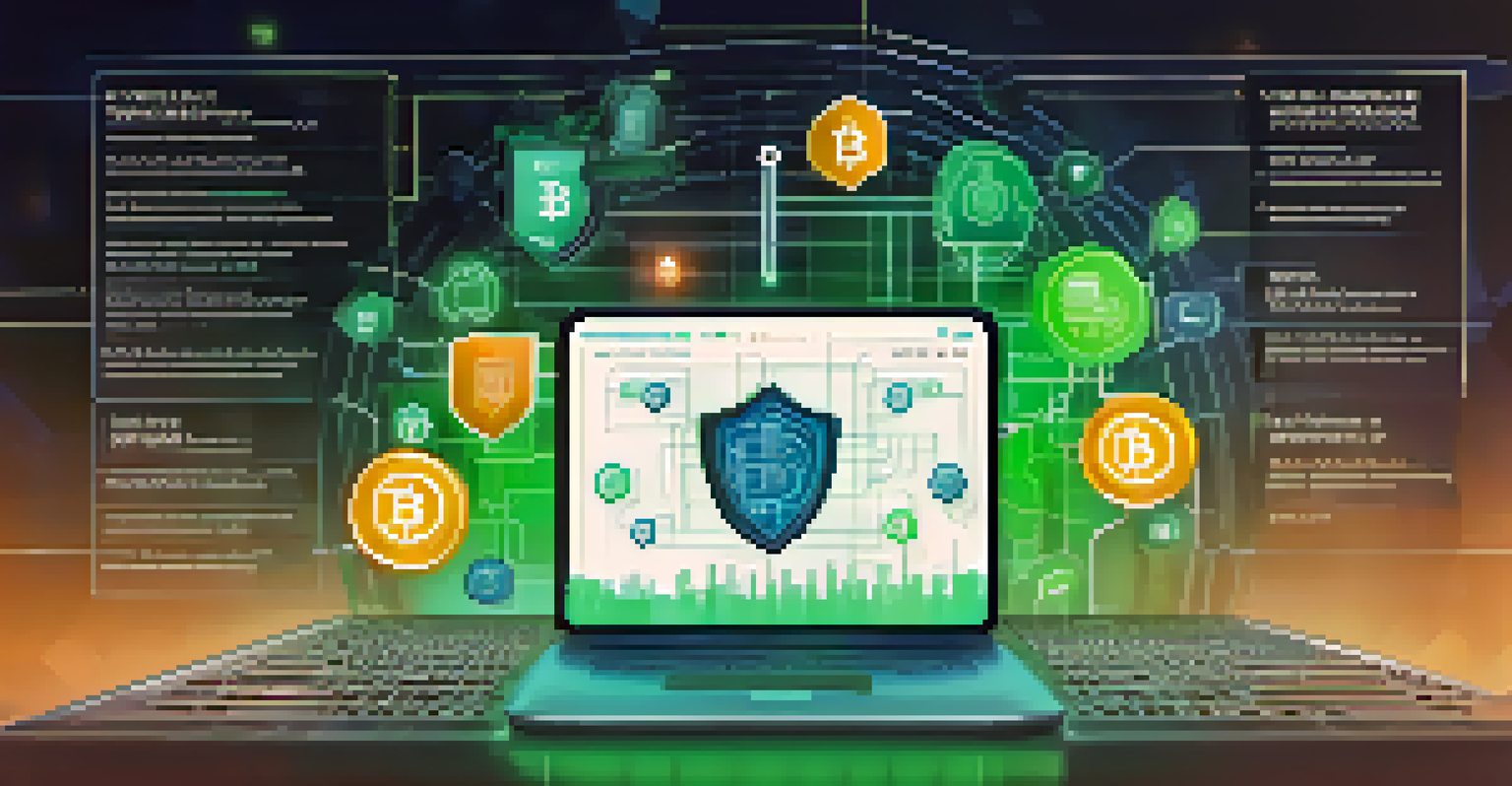 An infographic displaying Bitcoin security best practices with symbols like a lock and shield on a tech-themed background.