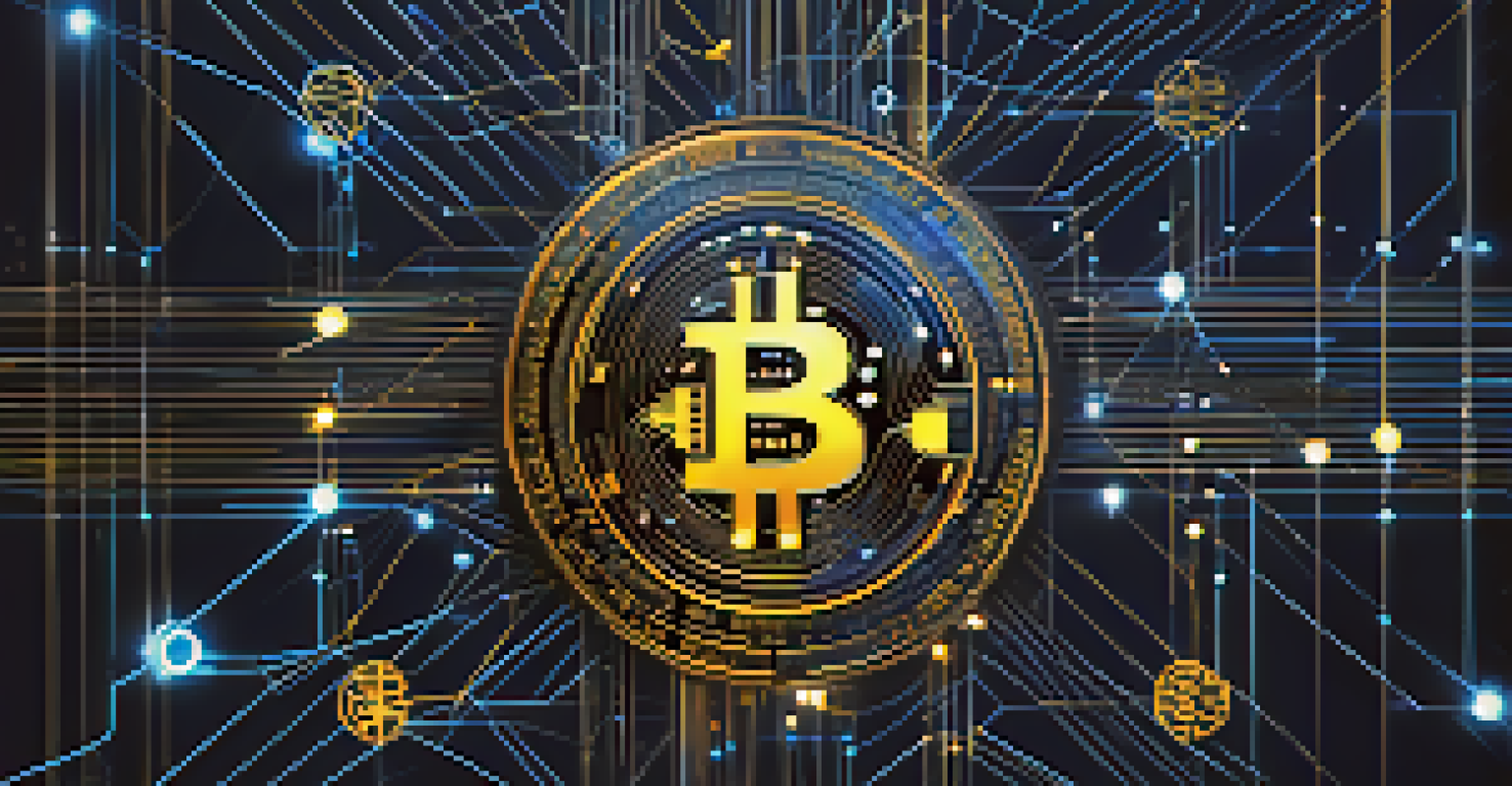 An abstract digital representation of a currency network featuring Bitcoin and Bitcoin Cash logos.