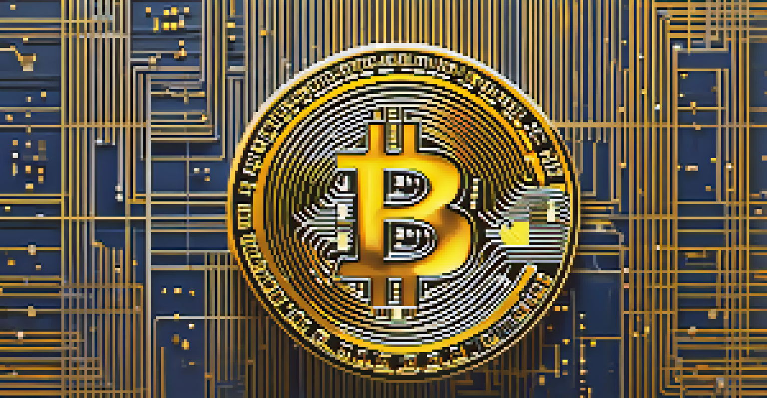 An abstract image of a glowing Bitcoin symbol surrounded by digital patterns, representing its role in wealth preservation.