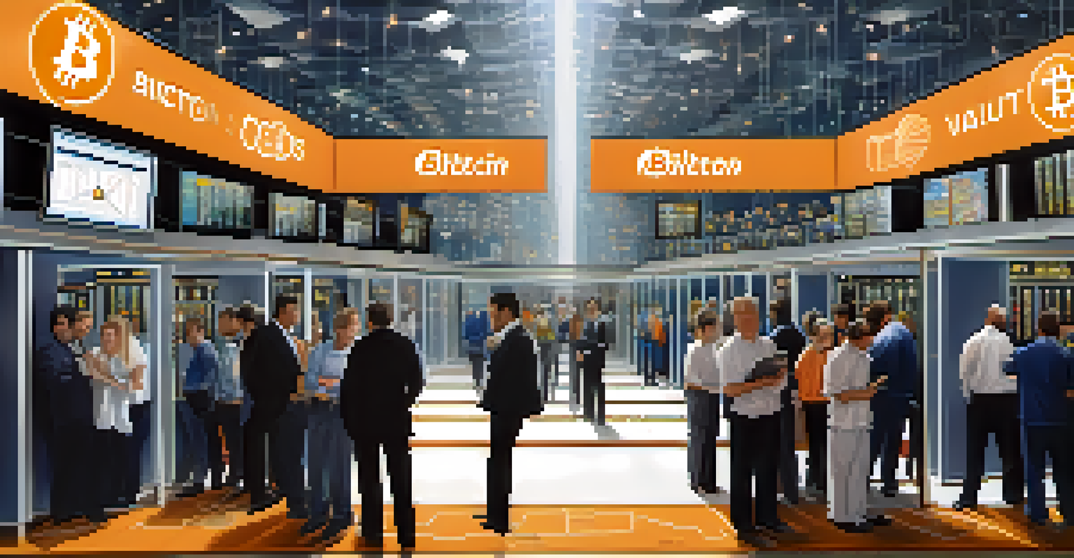 A split image showing a secure vault for CBDCs on one side and a chaotic market for Bitcoin on the other, highlighting their differences.