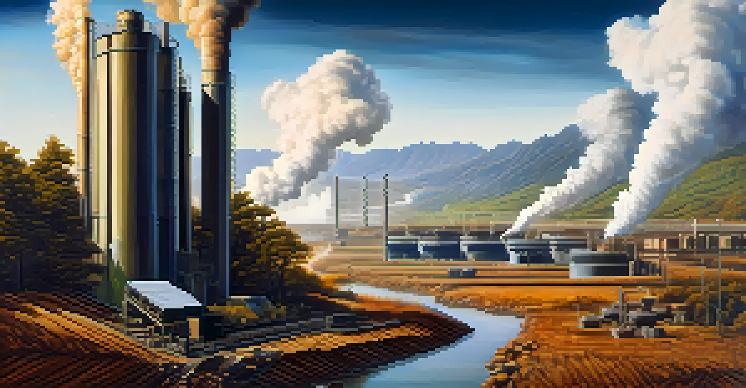 A split image showing a Bitcoin mining facility alongside a contrasting natural landscape, highlighting the environmental impact of mining.