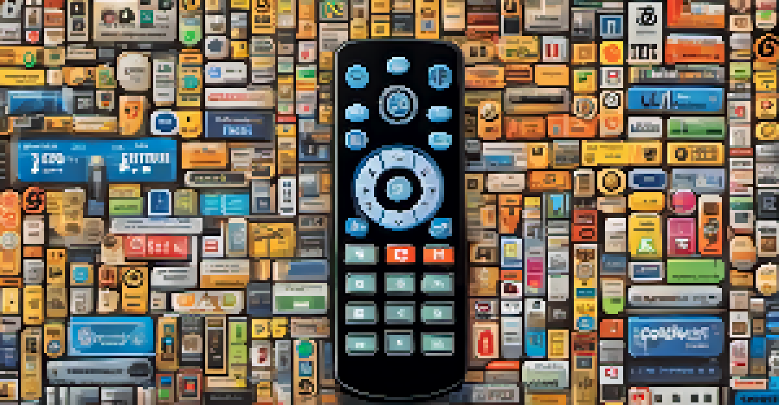 A universal remote control with cryptocurrency logos, set against a digital blockchain background, representing cross-chain solutions.
