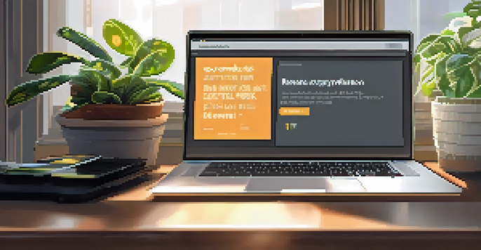 A bright home office with a laptop showing a Bitcoin wallet, a plant, and a coffee mug on the desk.