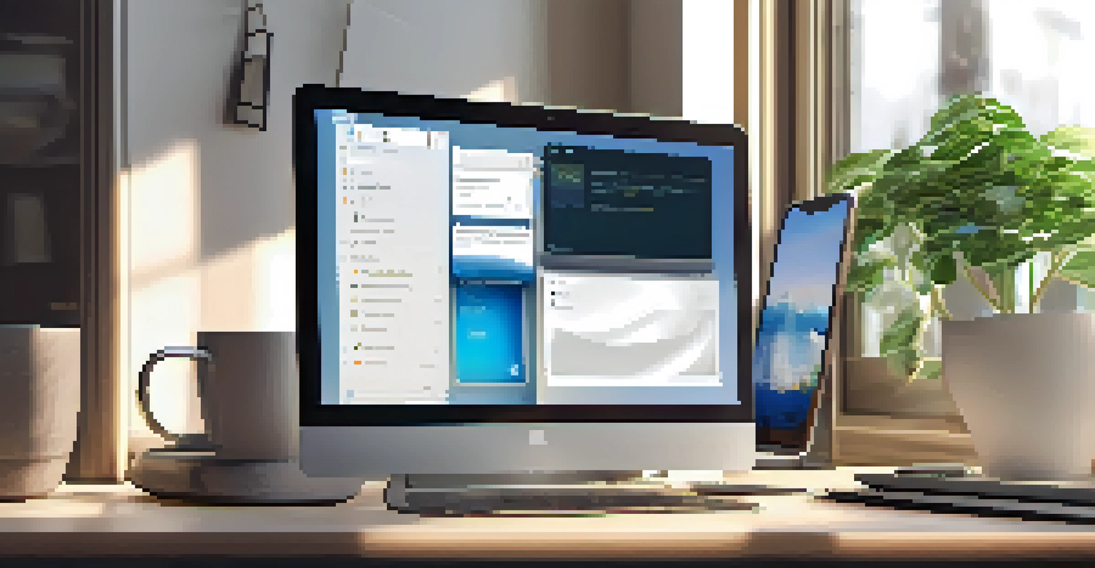 A laptop displaying a software wallet application on a desk, with a cup of coffee and a plant, illuminated by natural light.
