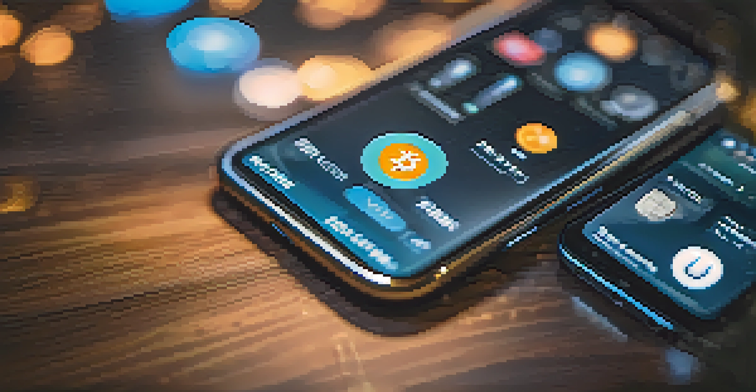 Close-up of a smartphone displaying a digital wallet interface with cryptocurrency icons.