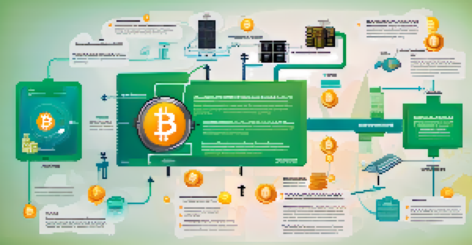 An infographic illustrating the tax implications of Bitcoin mining with a flowchart and icons representing Bitcoin, taxes, and mining equipment.