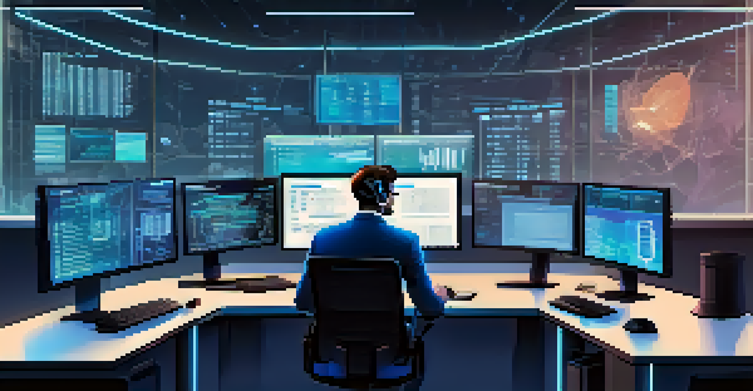 A compliance officer analyzing cryptocurrency transactions in a modern office.