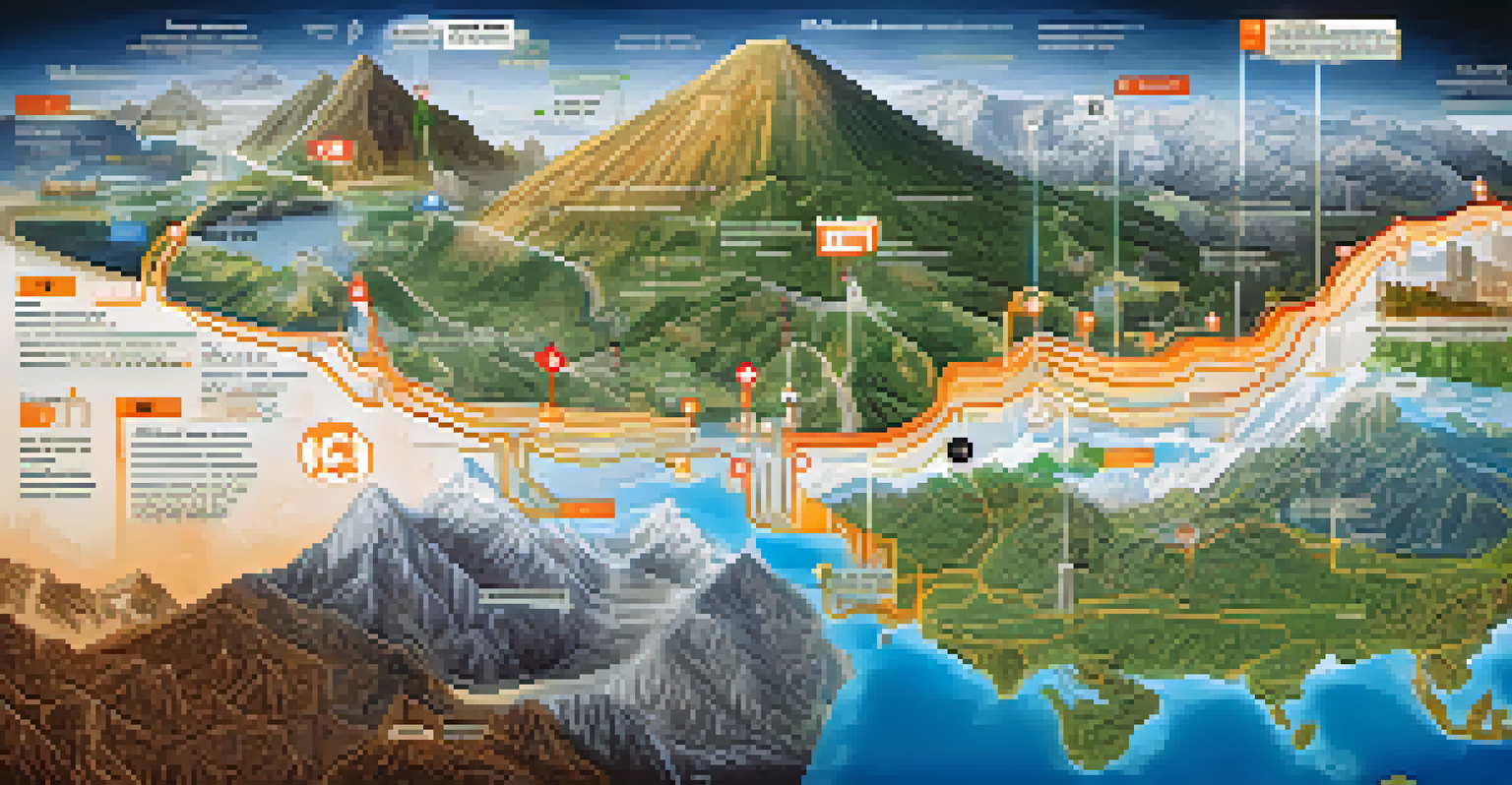 An illustrated timeline depicting the rise and fall of Mt. Gox against a digital map and cryptocurrency symbols.