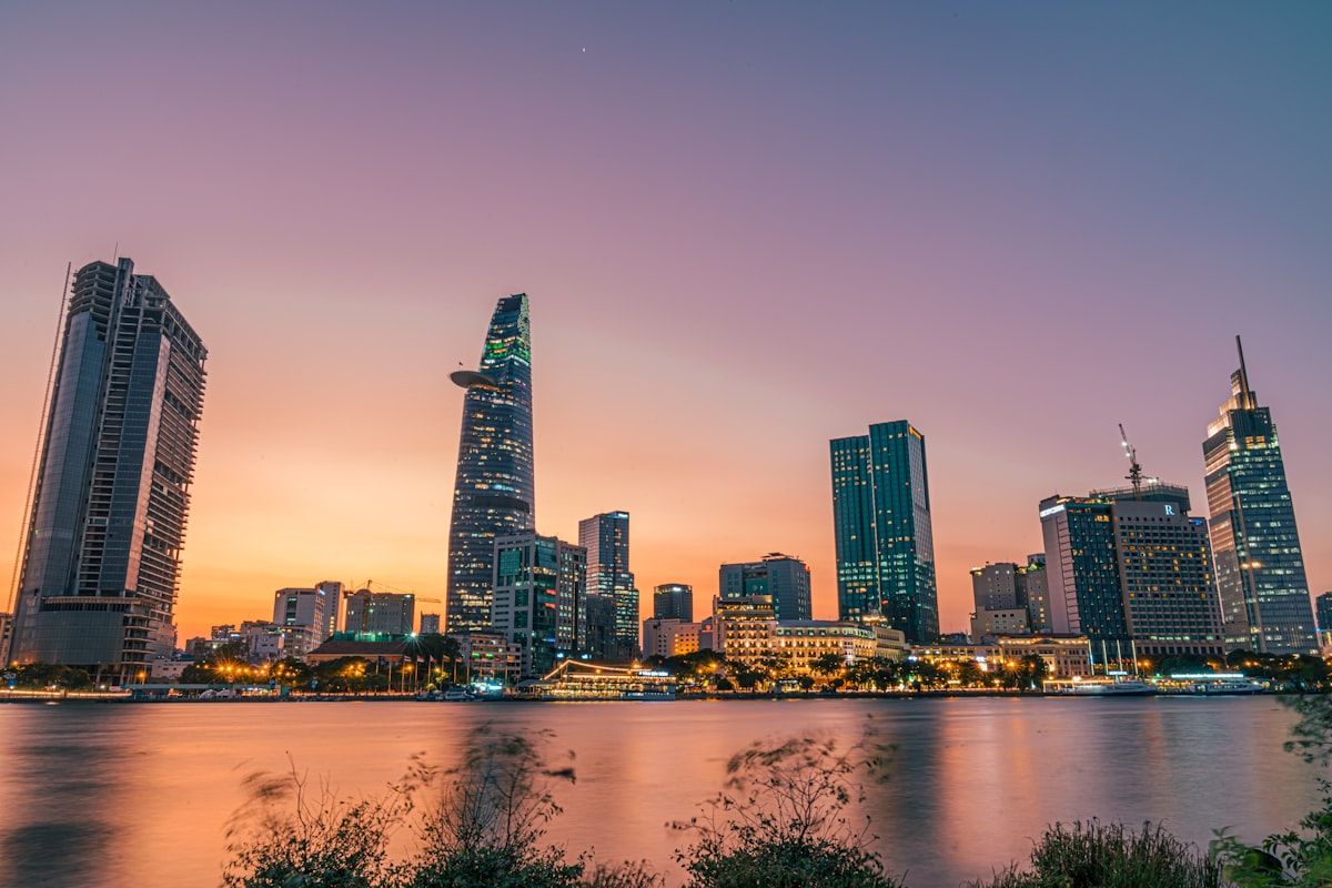Aerial view of Ho Chi Minh City skyline showing modern tech district