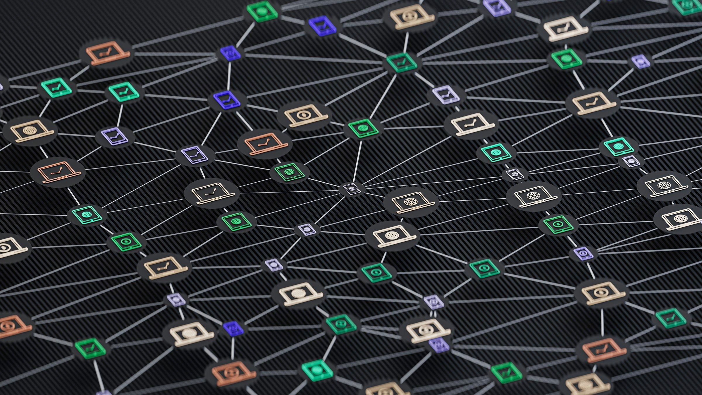 Abstract network of connected nodes illustrating MCP and B2B software business models