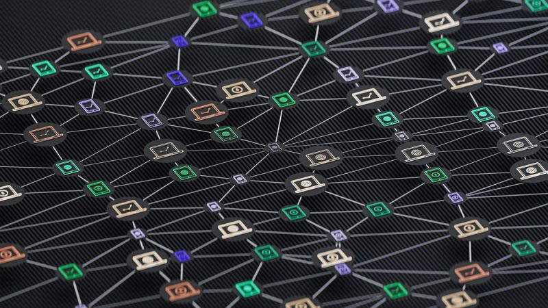 Abstract network of connected nodes illustrating MCP and B2B software business models