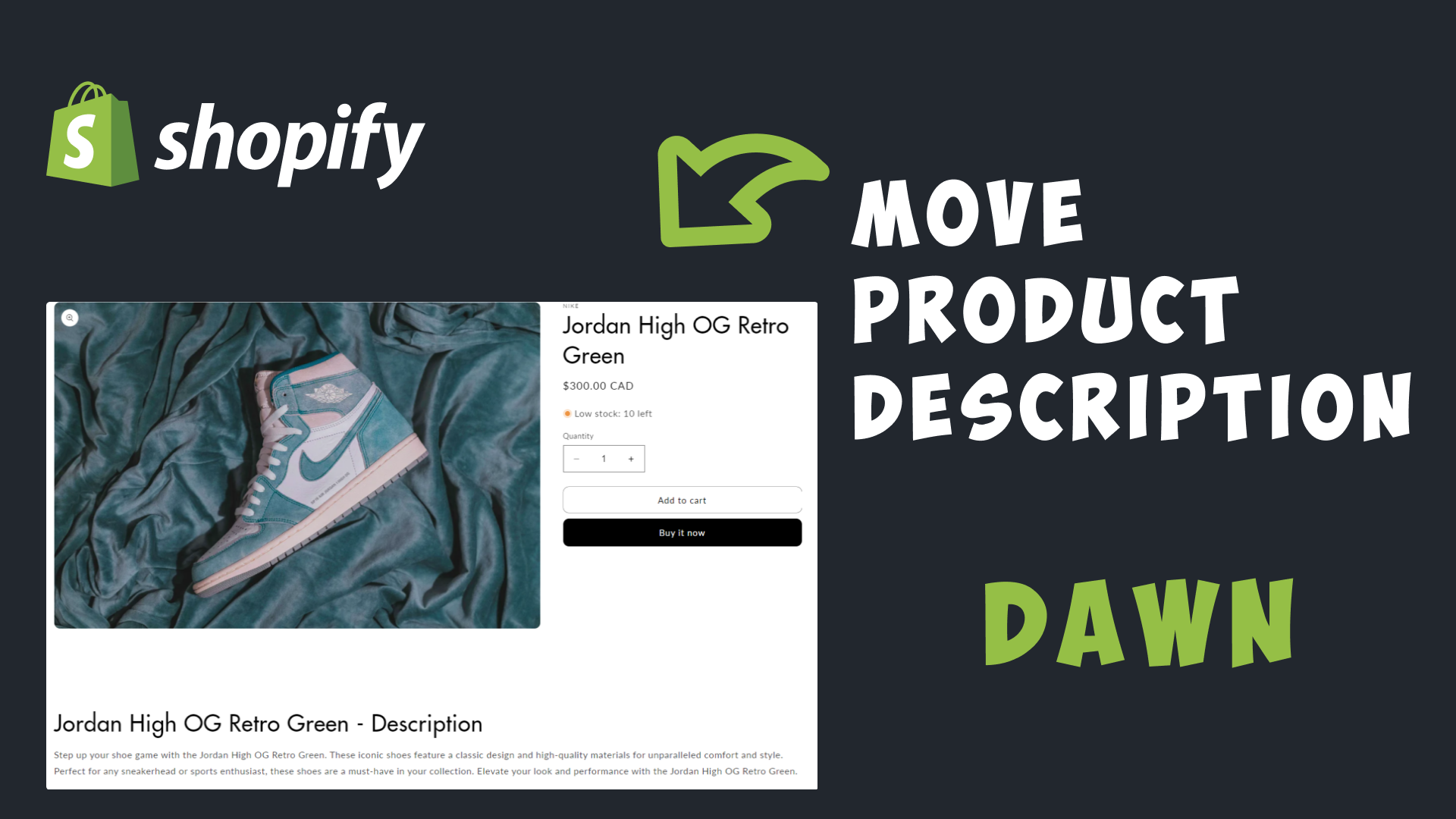 How to move product description in Shopify?