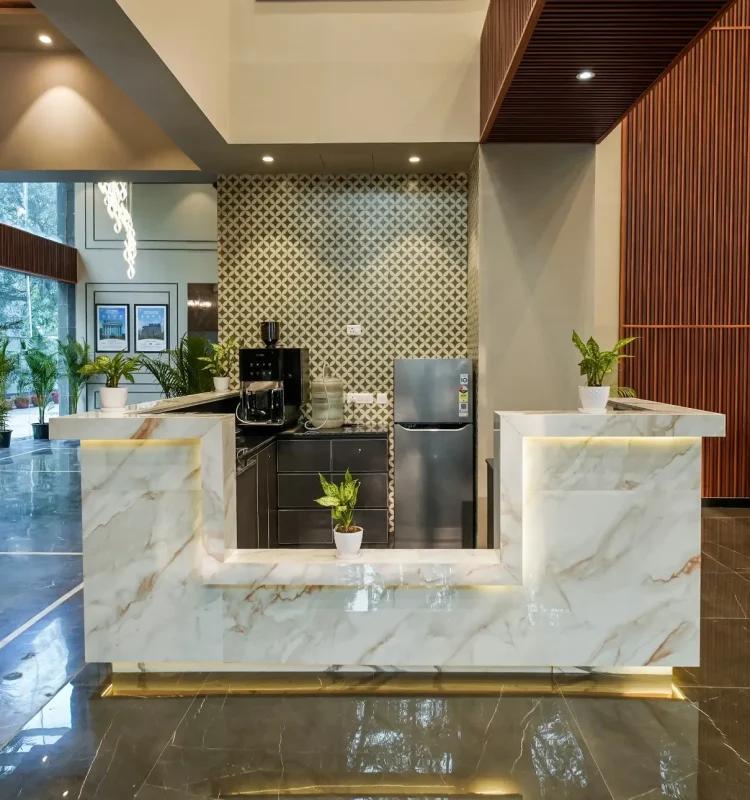 Reception desk and pantry, AIHP Millennium, Udyog Vihar Gurgaon
