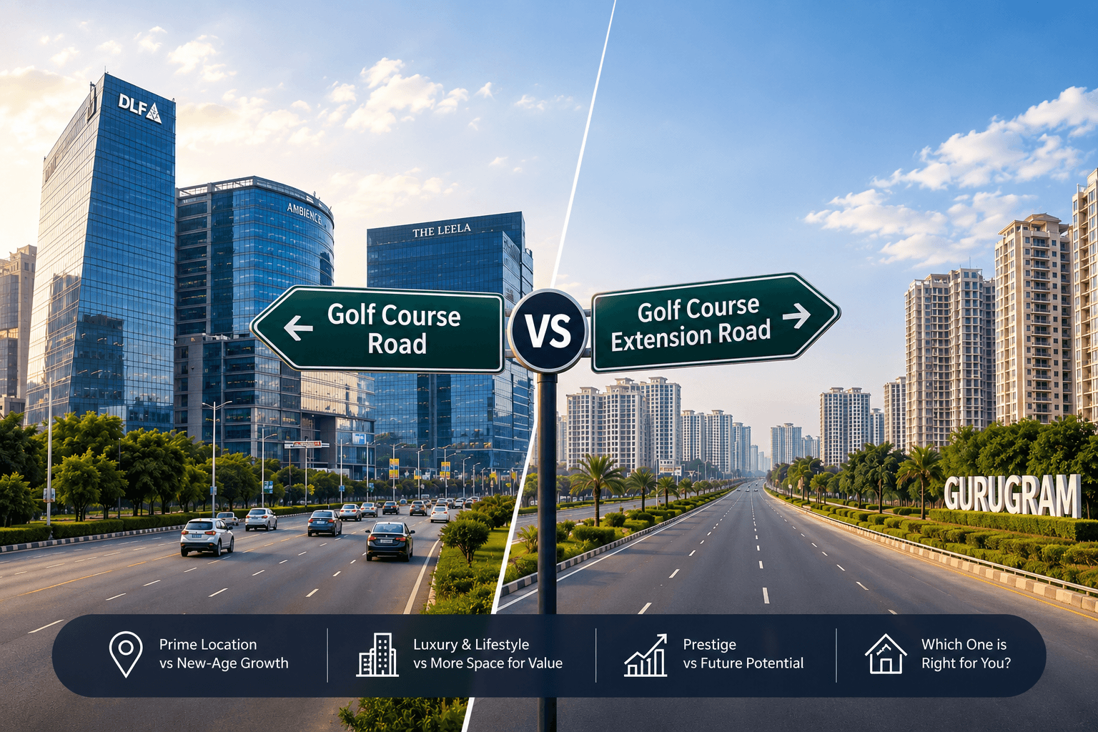 Golf Course Road vs Golf Course Extension Road Gurgaon
