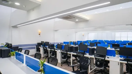 Open-plan furnished workstations on a client floor at AIHP 507-508, Udyog Vihar