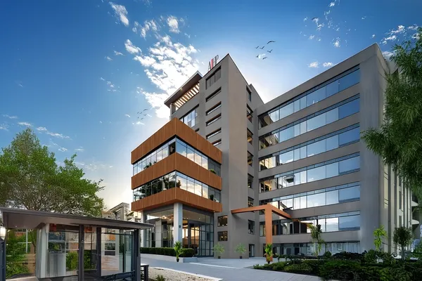 AIHP Atrium building facade in Sector 32, Gurgaon