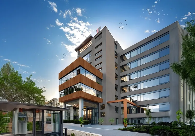 AIHP Atrium building facade in Sector 32, Gurgaon