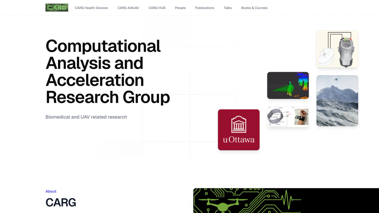 CARG website hero reading “Computational Analysis and Acceleration Research Group” beside the uOttawa logo