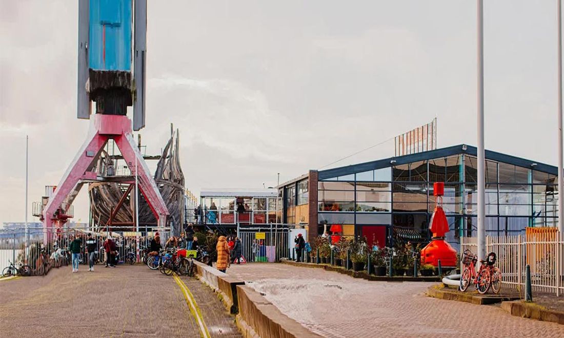 Foto van OASE Rotterdam, Schiehaven 15, 3024 EC Rotterdam, BeterBoompje pick-up; duurzame kerstboom met kluit huren/ophalen, waterfront.