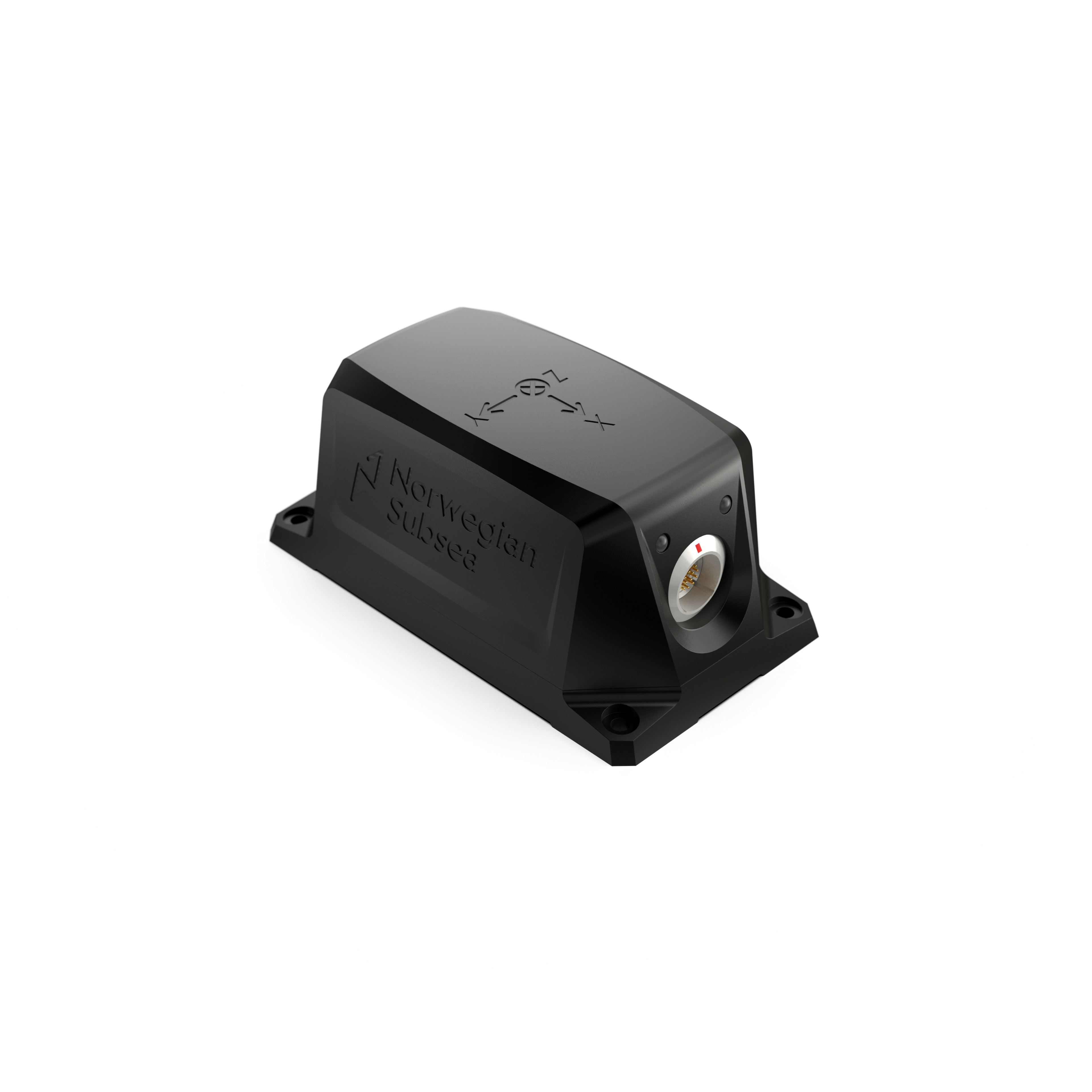 A picture of a black motion reference unit (MRU) for marine appplications