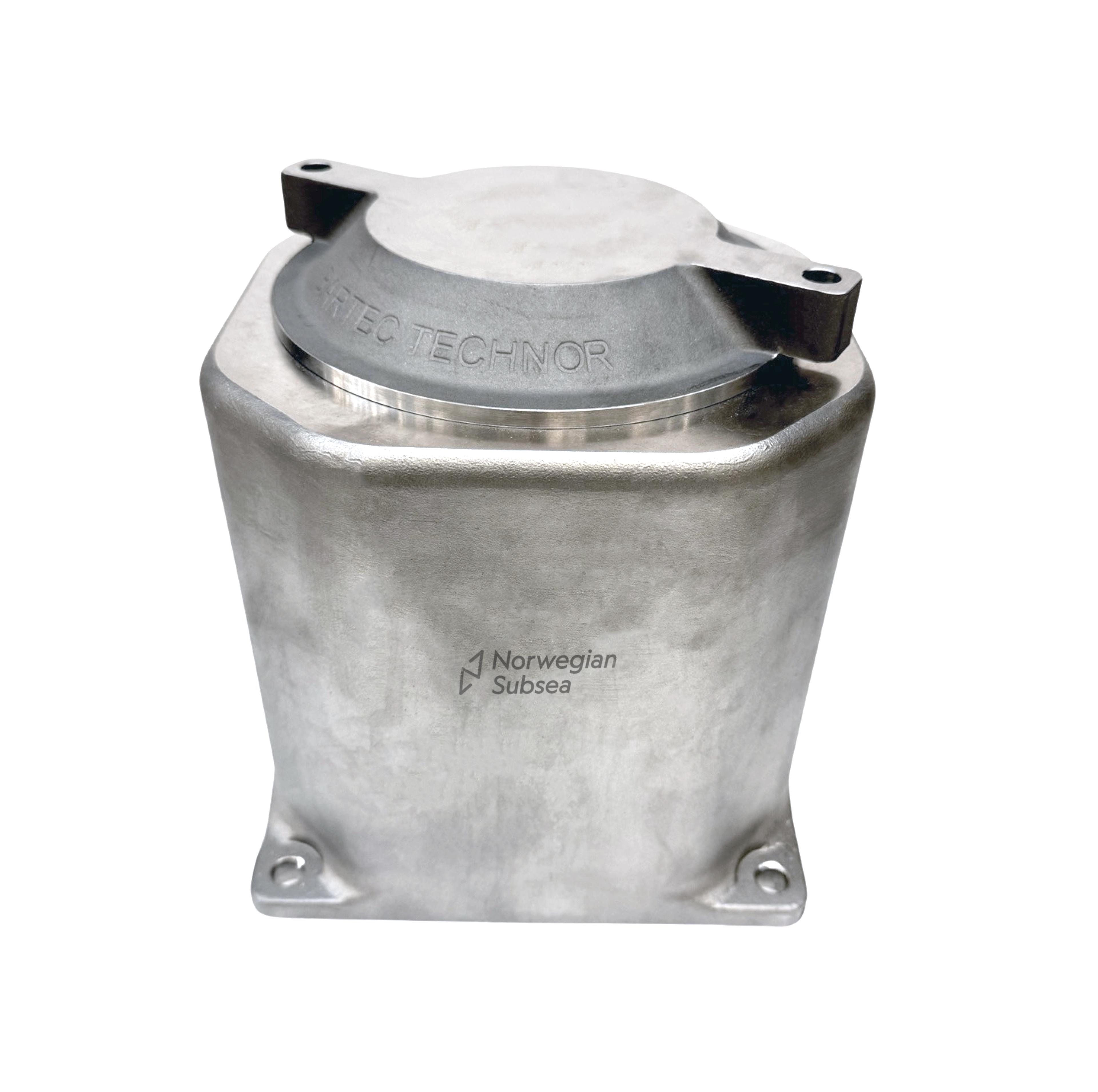 image of the MRU ex. A metal cylinder with attatchments and a cap,