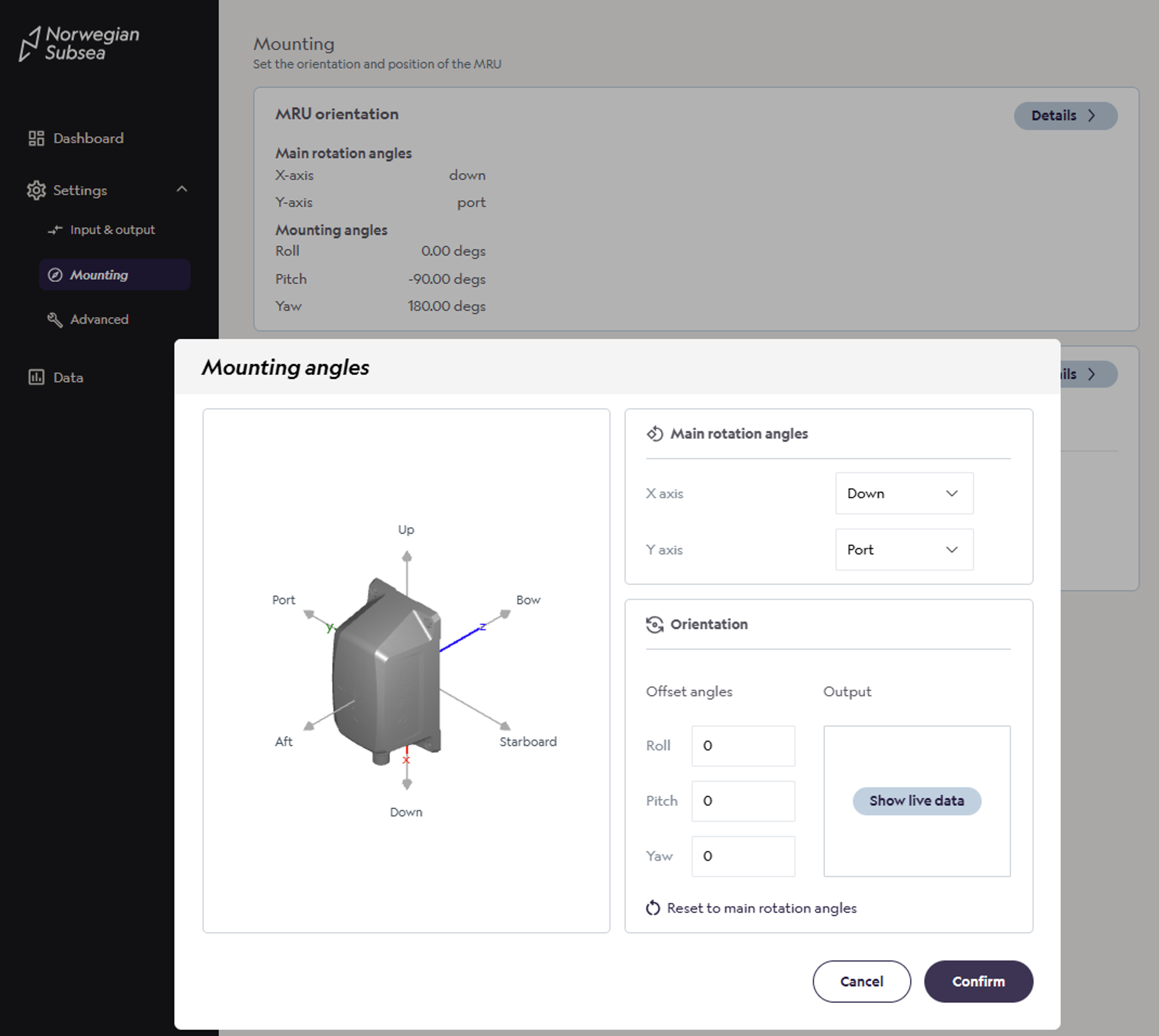 Set MRU rotation angles