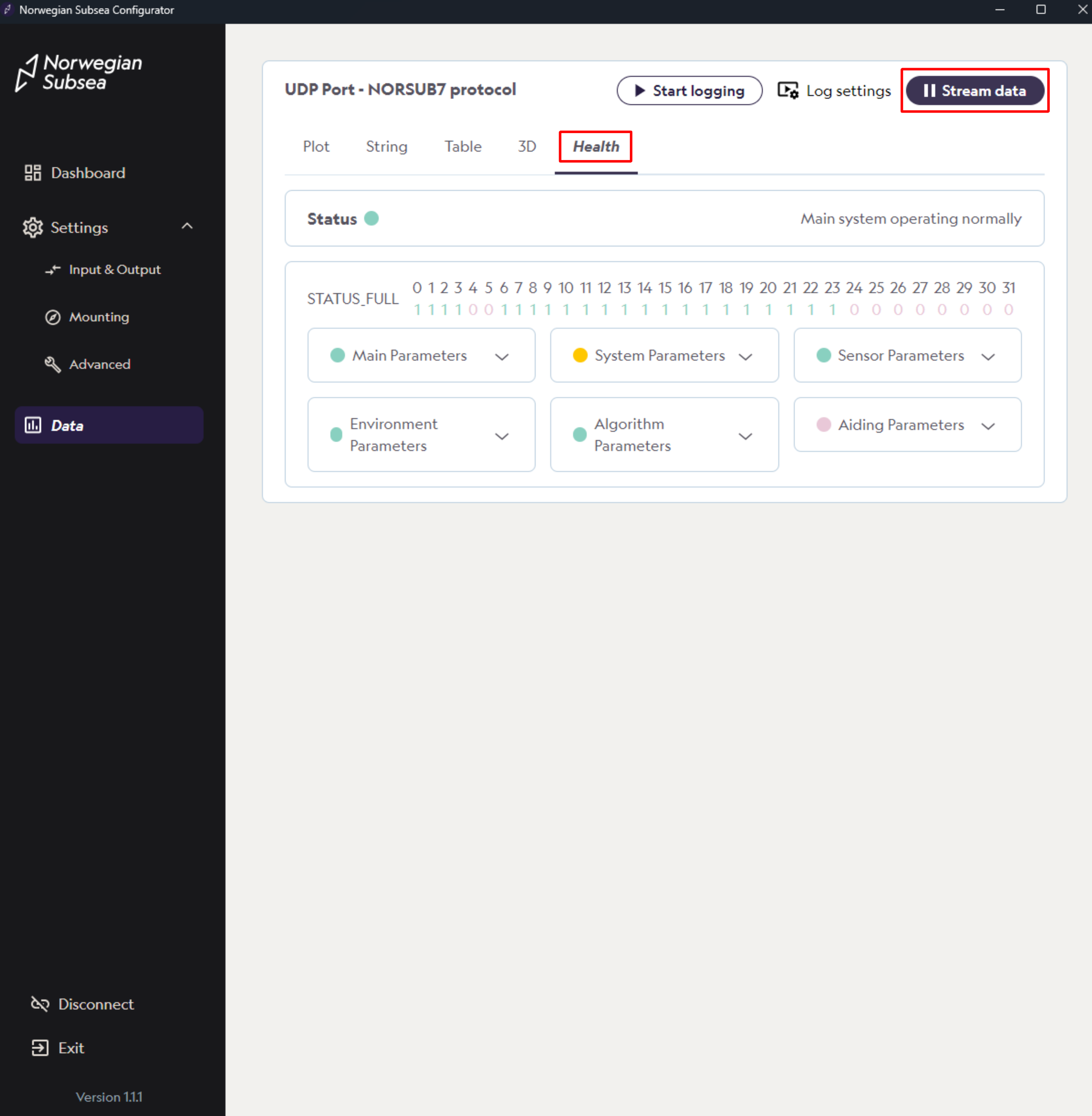 Configurator - MRU health status