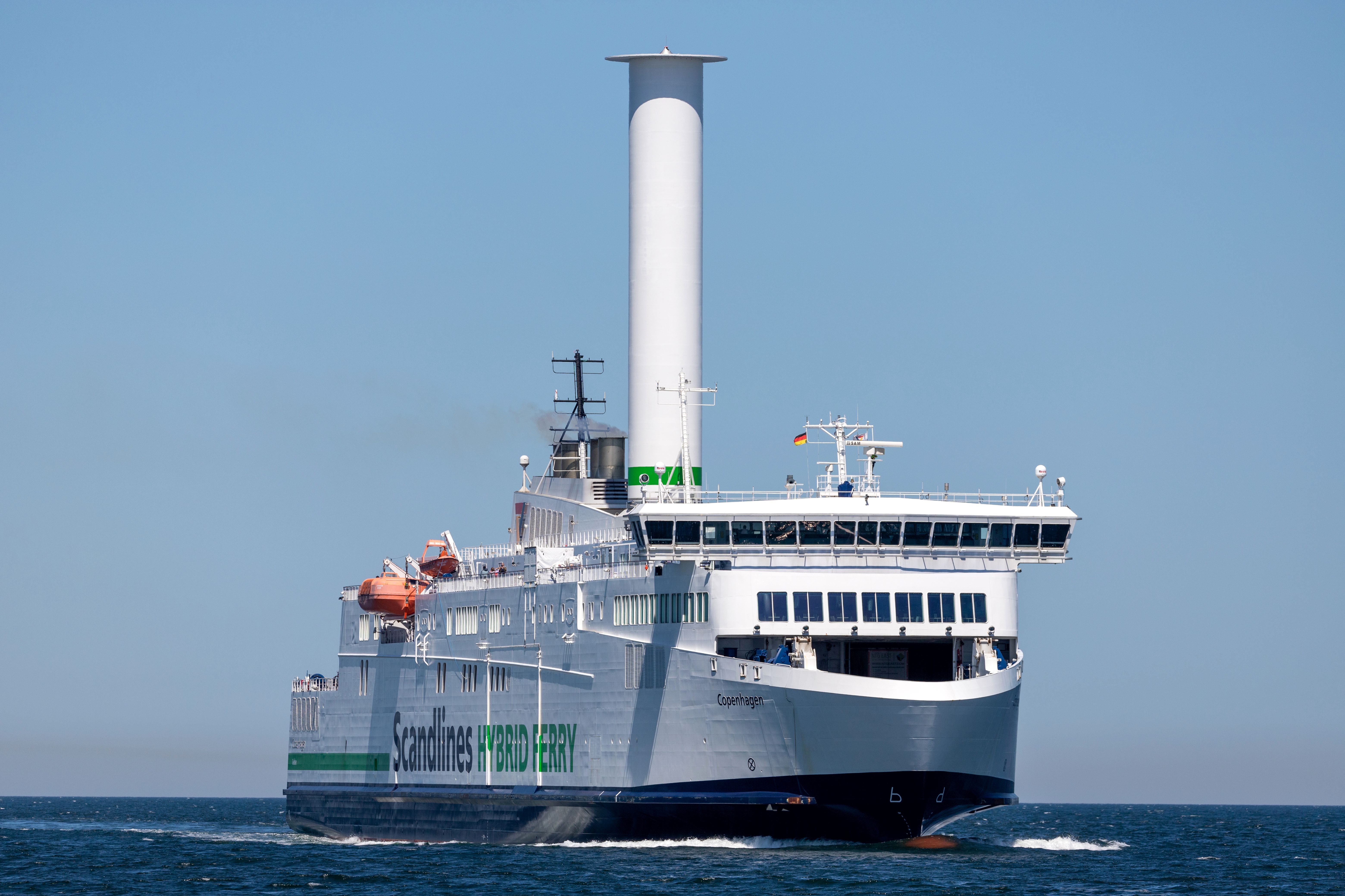 A ship with Wind Assisted Ship Propulsion (WASP)