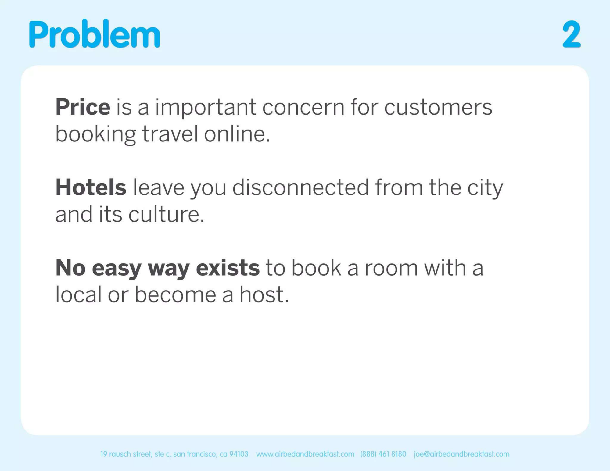 Airbnb pitch deck — slide 2