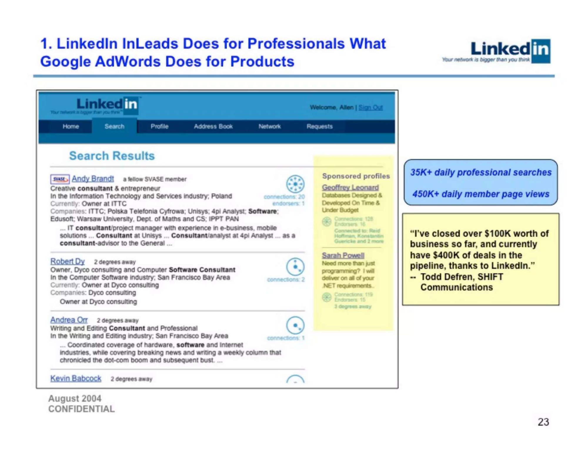 LinkedIn pitch deck — slide 23